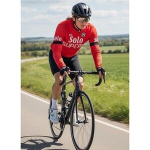 Santini Womens XL Thermal Long Sleeve Jersey Cycling Solo Superia Full Zip Italy